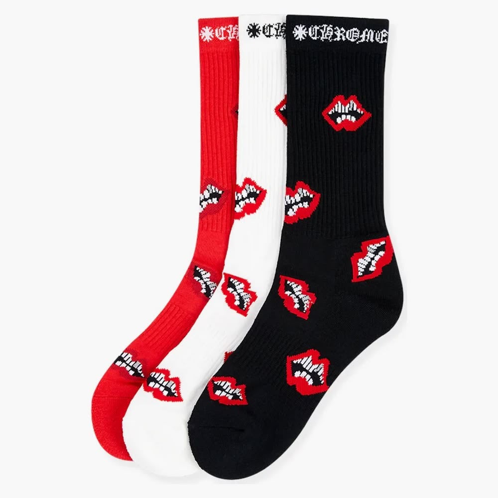 Chrome heart lip socks